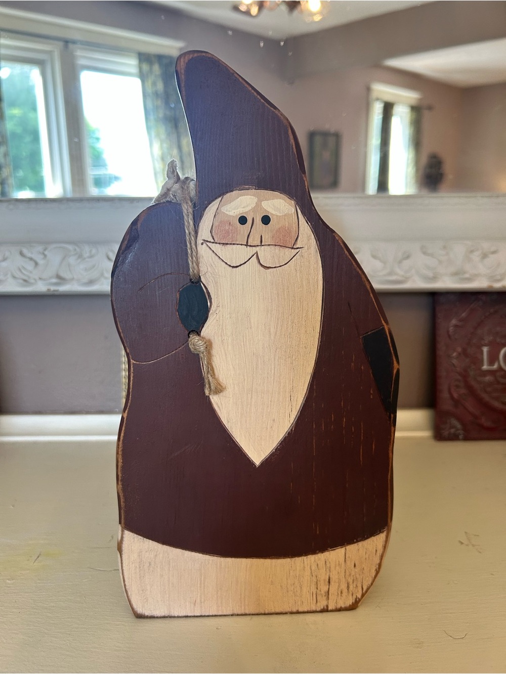 Vintage Wooden Rustic Santa Holiday Decor - Hand Crafted and Hand Painted